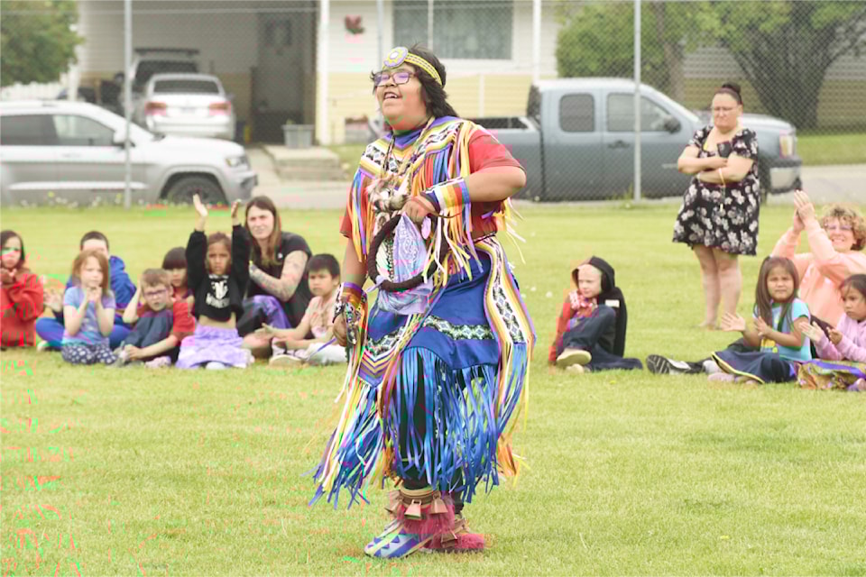 Reggie Sandy at Marie Sharpe Elementary School powwow June 26, 2024