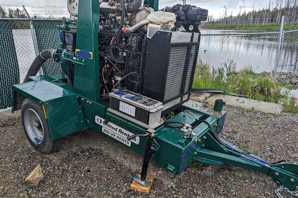 A BC Wildfire trailer pump was damaged near Minton Lake in June 2024. 