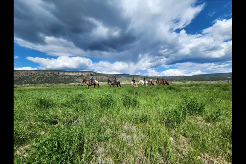 Riders from Tsideldel First Nation head to the Anaham Camp to meet up for the Tsilhqot'in 21st Annual Stampede Horse and Bike Ride 2024. 