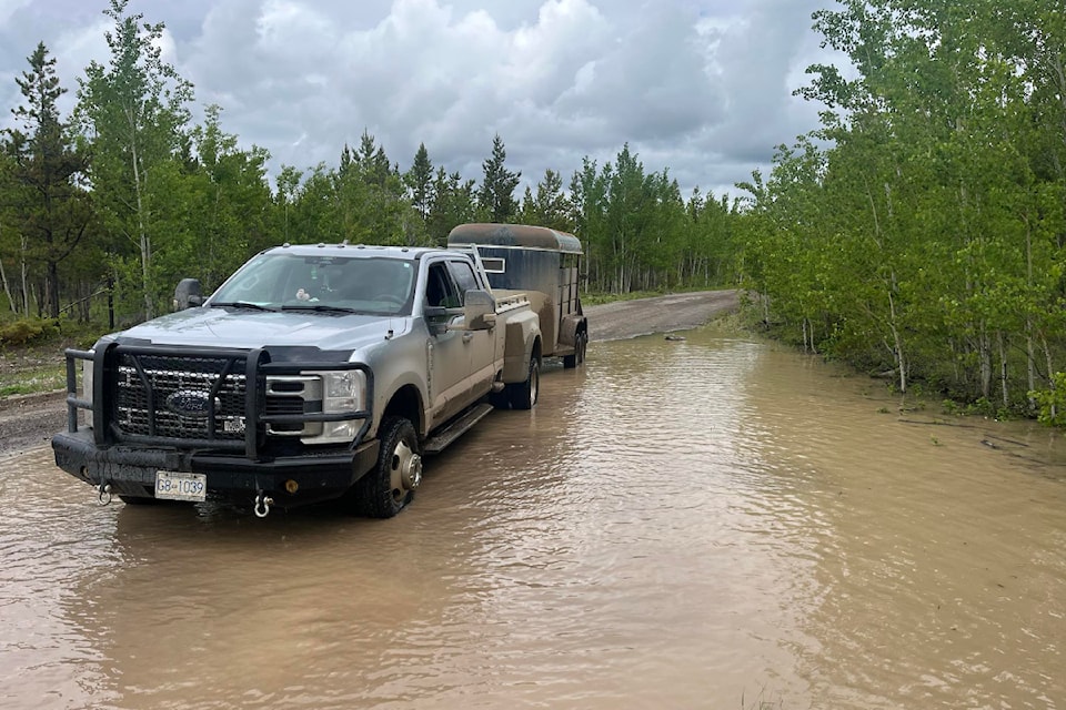 The Anah Lake Road with lots of water from heavy rainfall June 26 and 27. 