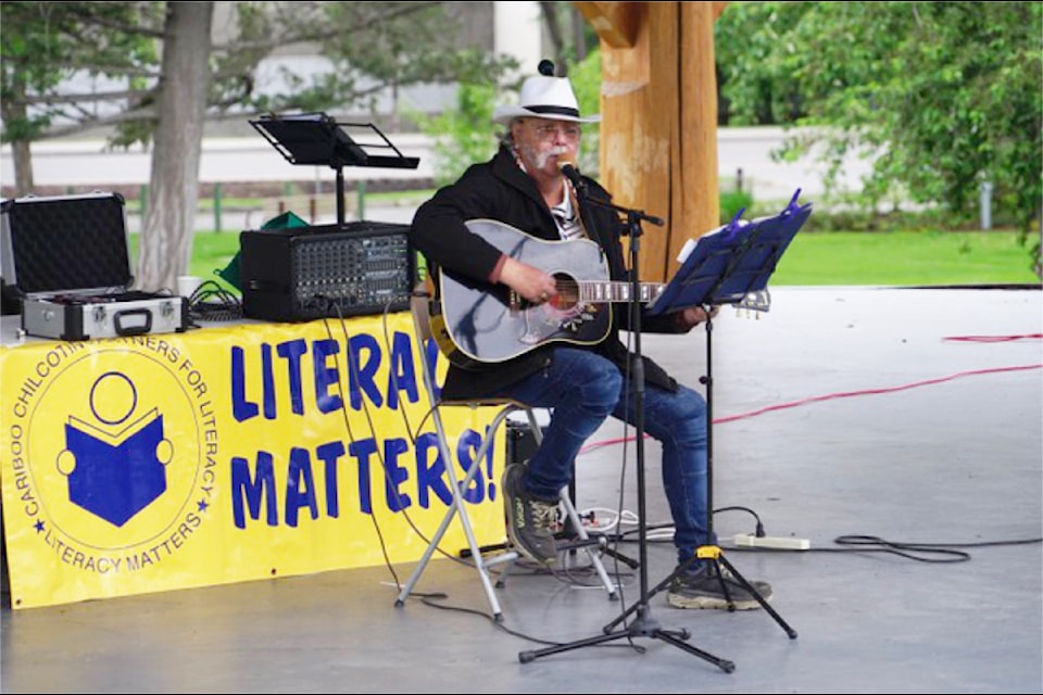 Wayne Lucier played some music at the third annual Cariboo Chilcotin Partners for Literacy Party in the Park event on June 5, 2024.