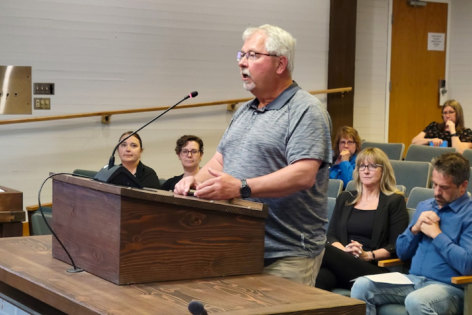 Williams Lake and District Chamber of Commerce president Paul French speaks to city council during a special meeting Monday, June 17. 