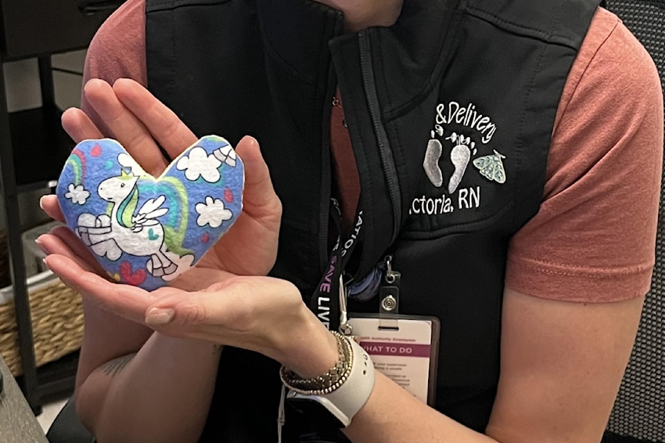 Tiny hand-sewn hearts have been created for the Cariboo Memorial Hospital Maternity Ward for mom/baby bonding. 