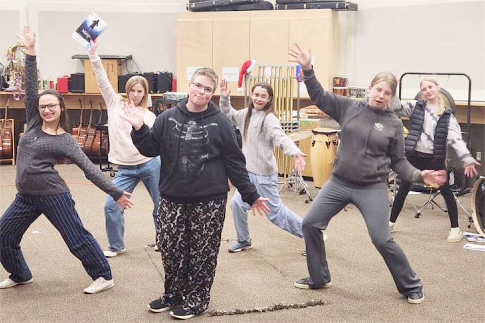Lake City Secondary students practice some choreography for the upcoming musical Matilda.
