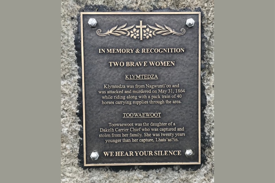 An Ulkatcho First Nation plaque dedicated to Missing and Murdered Indigenous Women  was removed from its location some time in October 2024 along Highway 20 near Anahim Lake. 