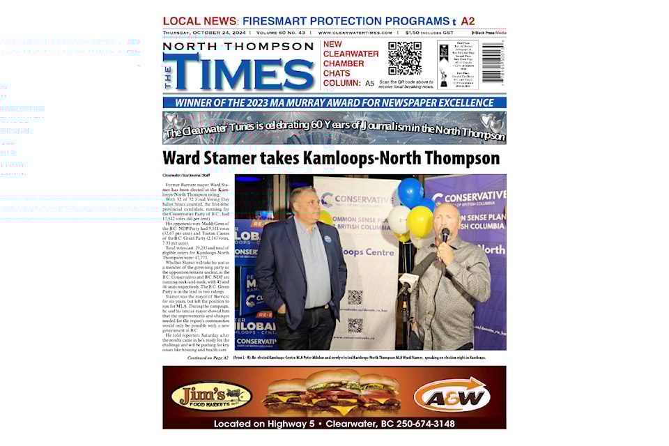 North Thompson Times front cover, Oct. 24, 2024 edition.