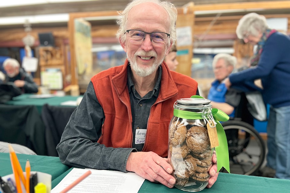 Bert Groenenberg is a happy winner of a door prize at the Williams Lake Field Naturalists AGM March 28.