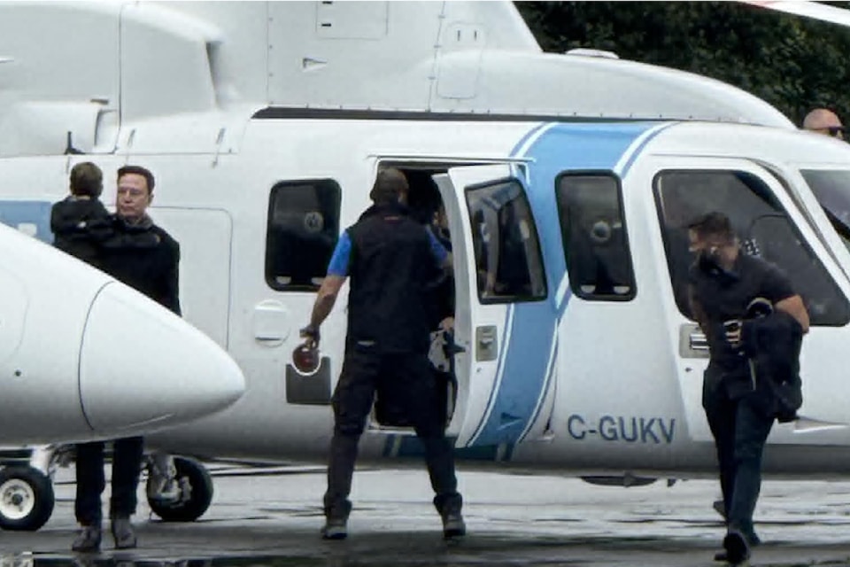 Elon Musk seen at the Bella Bella Airport on Monday, Aug. 18, 025. 