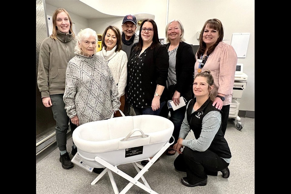 Members of the Cariboo Memorial Hospital Foundation visit the maternity ward in Williams Lake and learn about the CuddleCot which was donated for families needing to grieve the loss of their baby. 