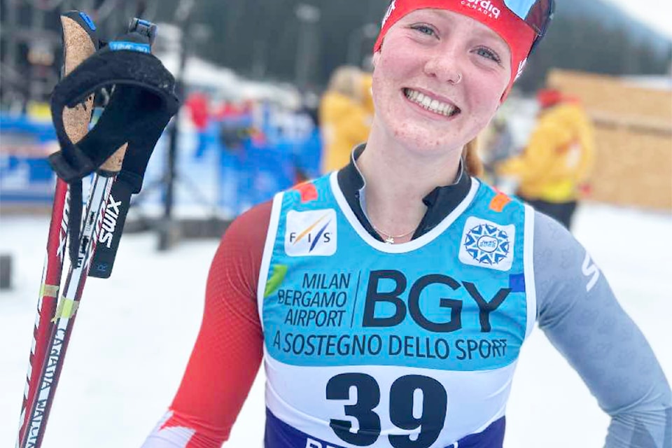 Anika Wallin in her racing bib on Friday, Feb. 7, 2025 in Shalpirio, Italy.