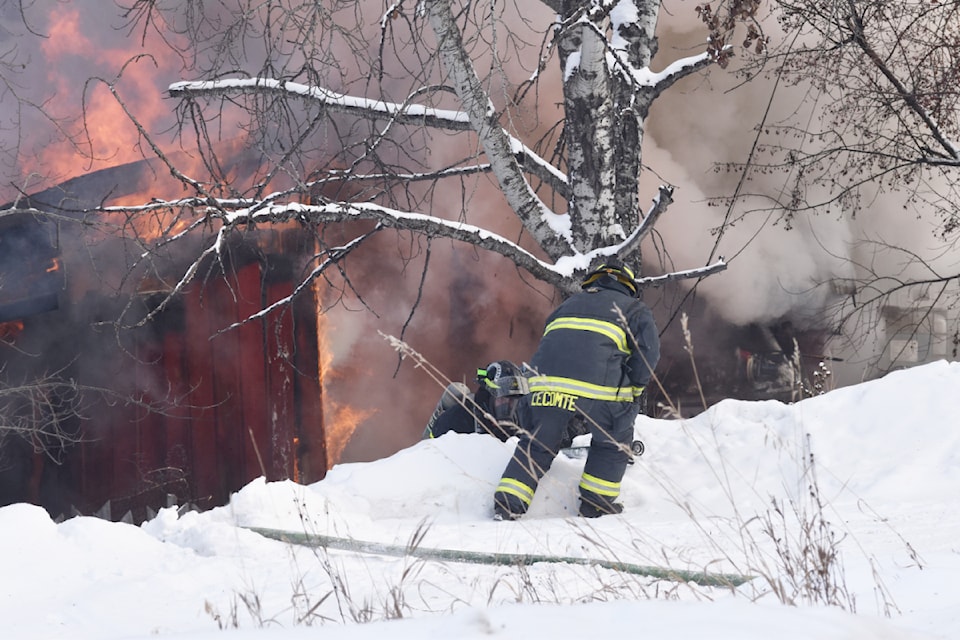 The Williams Lake Fire Department responds to a house fire on Gibbon Road Friday, Feb. 7.