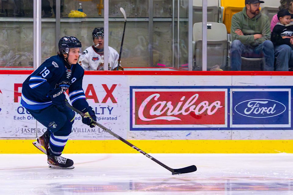 JP Desabrais of the Mustangs in the Feb. 14 game against the Quesnel River Rush. 