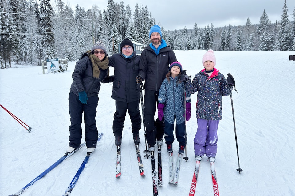 Patricia Rojas, from left, Fabrizzio Grau, J.P. Laplante, Lhasa Laplante, and Lucia Laplante were enjoying a ski at the Bull Mountain trails over the holidays. 