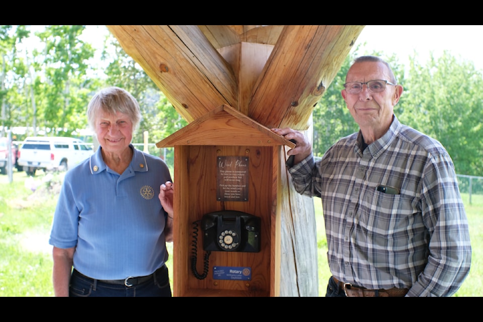 Kay Knox (left) brought forward the idea of installing a wind phone at the Sugarcane Cemetery. Randy Isfeld built and donated the phone booth. 
