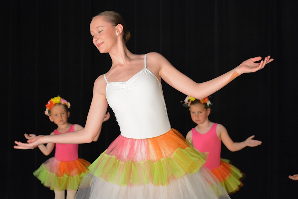 Hannah Webster leads her dancers in Flowers during the Dance in Common show Saturday, June 7 in Williams Lake. 