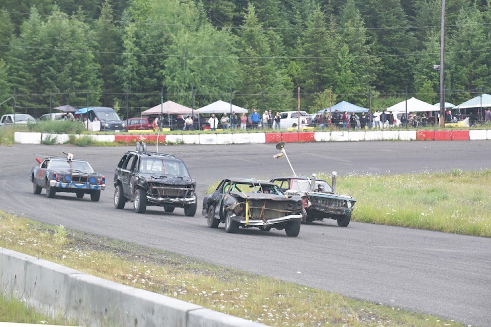 The Large class vehicles entering Hit to Pass take to the track at WL Forestry/NAPA Thunder Mountain Speedway on June 27, 2025.