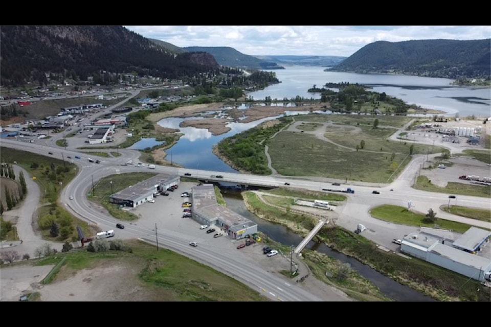 An aerial photo of Williams Lake showing some of the surrounding forests.