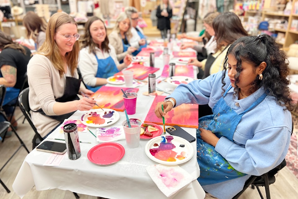 A paint and sip party at Seamaiden Boutique gives a group of ladies a colourful evening out.