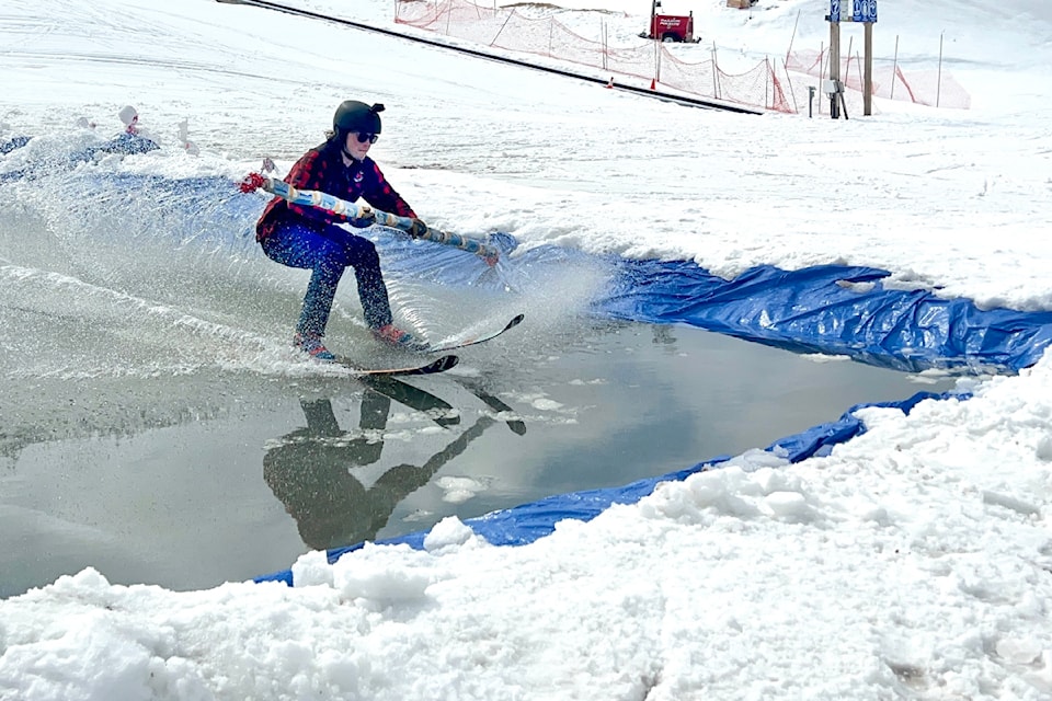 Zach Davis easily clears the pool on one of his runs for the Slush Cup at Mt. Timothy.