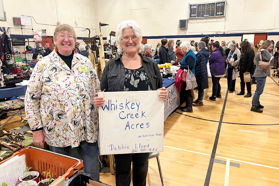 Barb Sharpf, left, market manager for the Williams Lake Farmers Market, and Debbie Lloyd chat during the Seedy Saturday event on March 15.