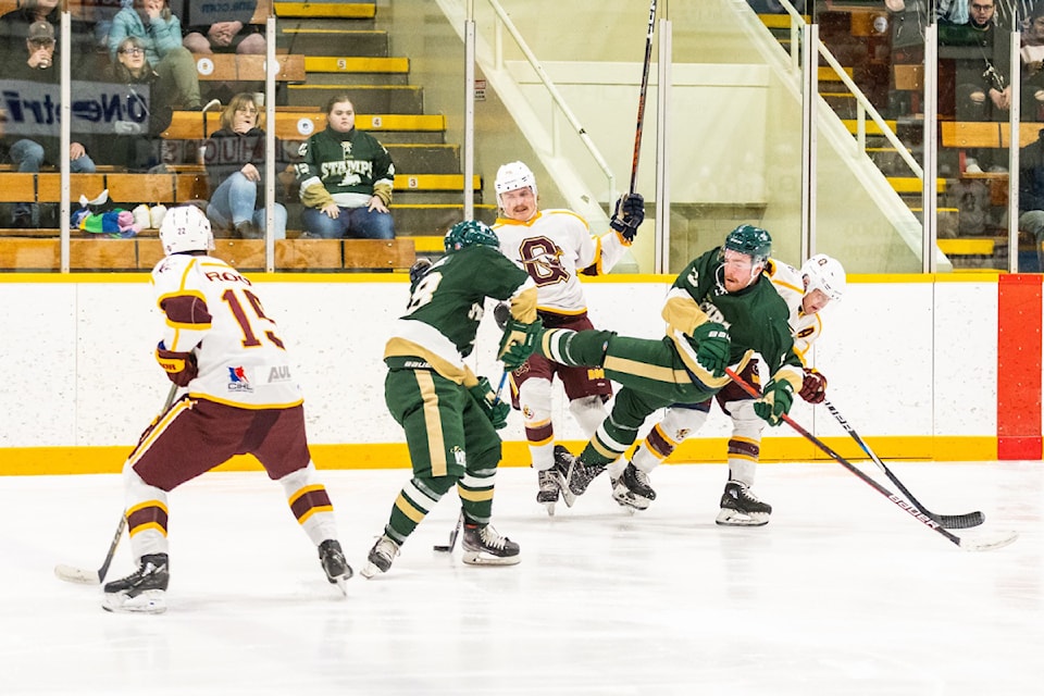 Home ice action saw the Williams Lake Stampeders lose in overtime to the Quesnel Kangaroos on March 1, 2025.