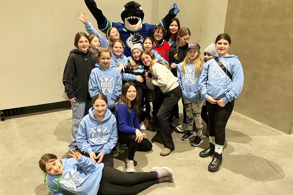 Some of the all-girls U11/U13 hockey team at WickFest in Surrey in January.