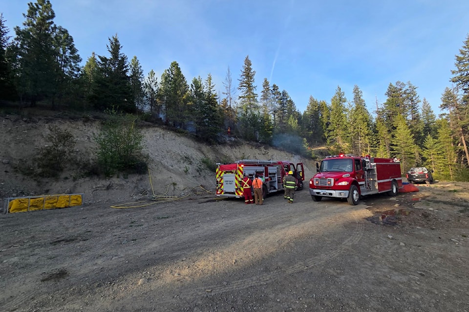 Barriere Fire Rescue, BC Wildfire, Chu Chua Fire Department and Barriere First Responders on the scene Wednesday, April 30 of a wildfire at Barriere Lakes Road. 
