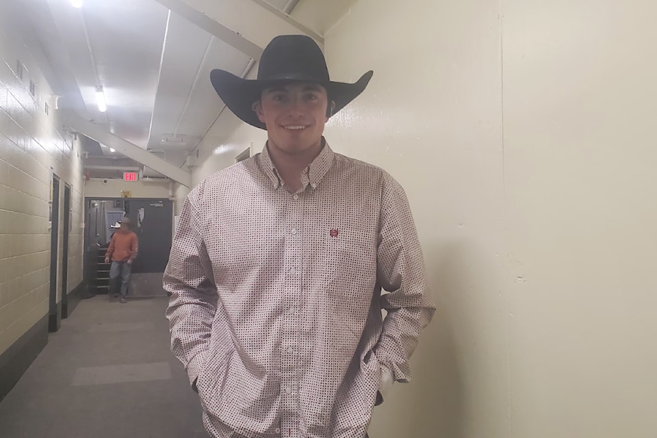 Casey Thomson of Clinton, B.C. stops for a photograph before Sunday, April 20th's Indoor Spring Classic Rodeo in Williams Lake. 