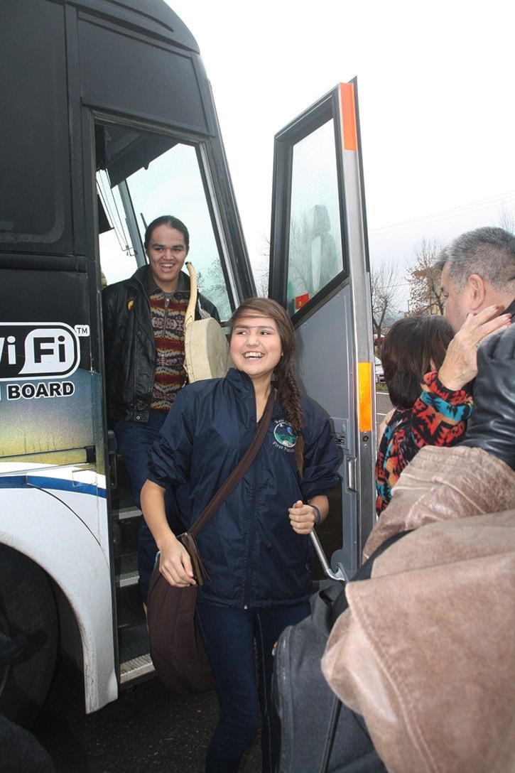 mly Tsilhqot'in Land Title Express Bus arrives back home