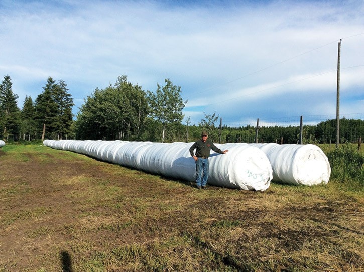 sub rancher John Herrick with bales of spilage