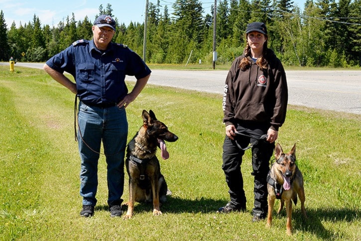 mly SAR members with dogs