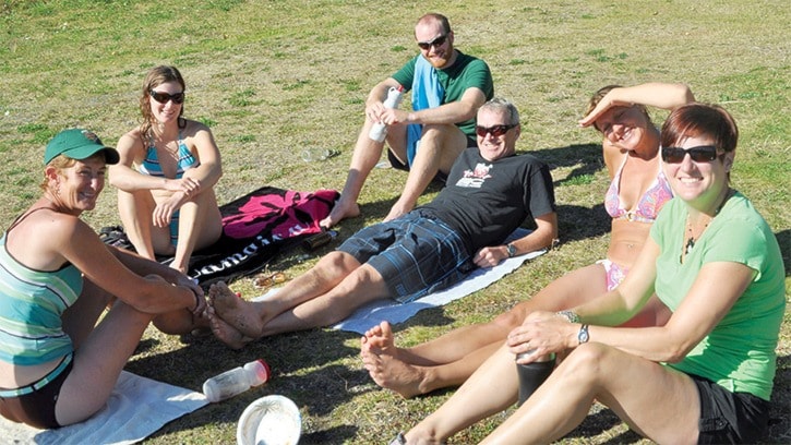 64950tribuneA11-Sub-Tour-de-Cariboo-riders-relaxing-post-ride