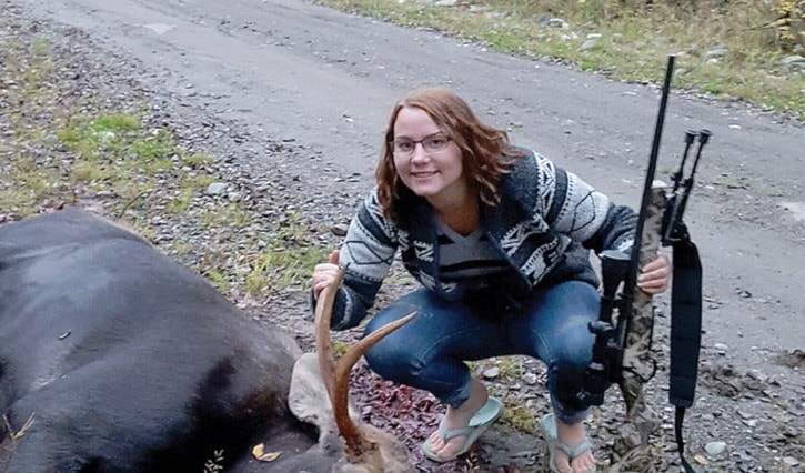 sub Melissa Hadden with moose kill near Horsefly