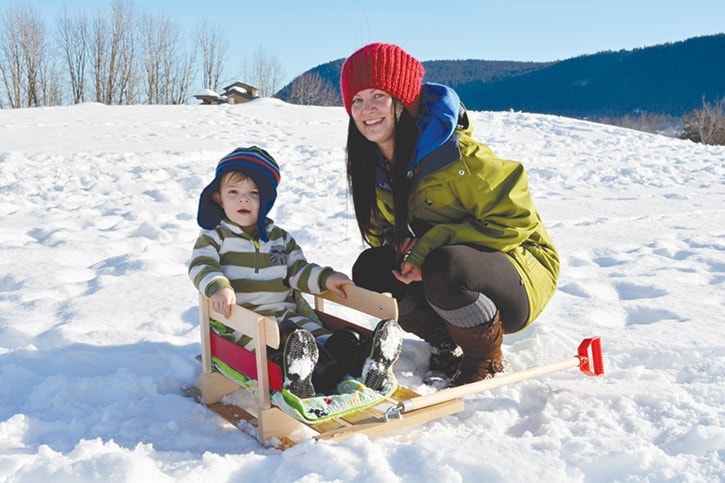 mly Elias Curtis in sled at scout island