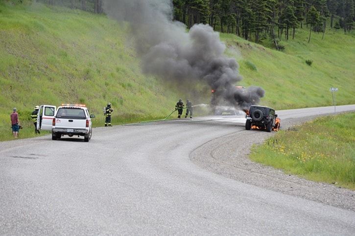 mly car fire on fox mountain