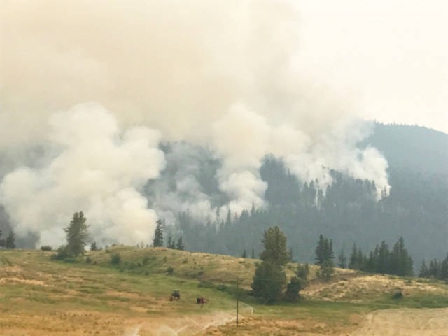 The Morgan Creek Ranch north of Williams Lake was threatened by the Hawkes Creek fire July 7 and 8, but ultimately it was saved by the efforts of the Rankin family and the McLeese Lake Volunteer Fire Dept. Photo submitted