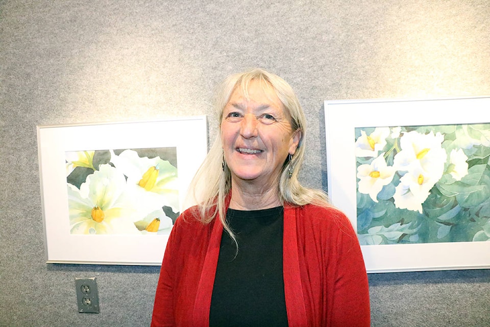 Cathie Allen is the artist behind the latest show at the Station House The Unsung Beauties of My Garden, which depicts a wide range of flowers found on various vegetables in her garden. Patrick Davies photos