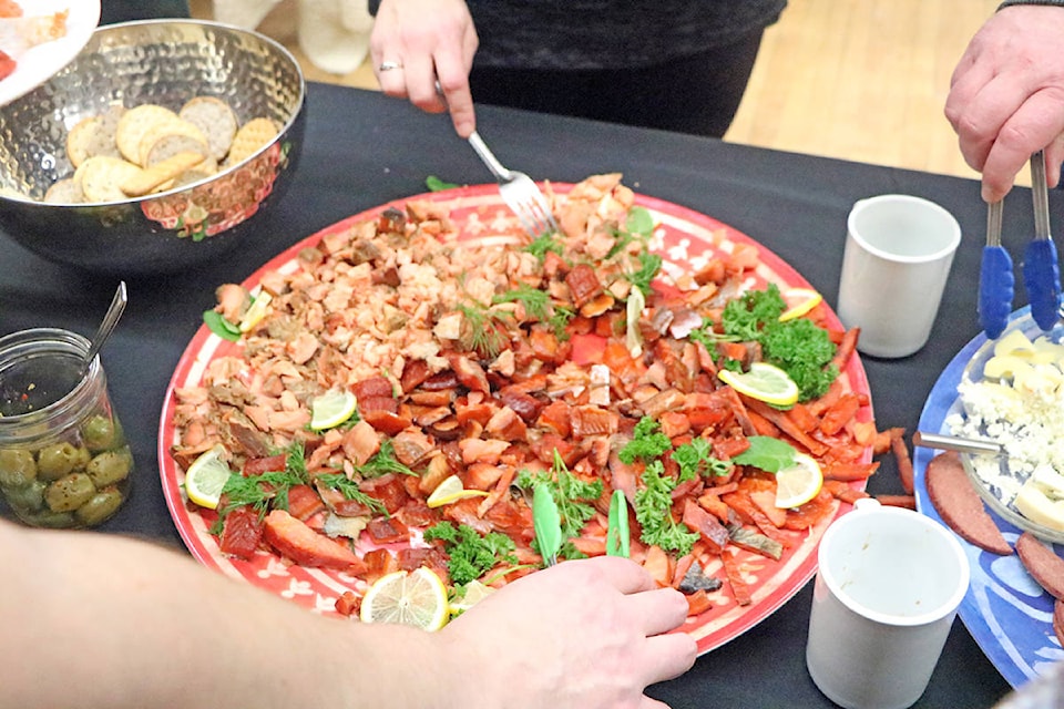 A plate of smoked salmon at the Williams Lake Sportsmen’s Association’s annual Wild Game Banquet. (Patrick Davies photos - Williams Lake Tribune)