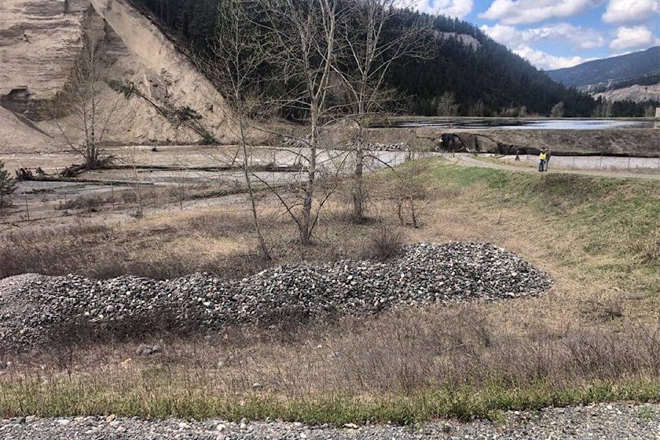 Crews are making headway in the Williams Lake River Valley to make repairs as seen here Thursday, April 30 after the area received significant damage due to flooding. (Wayne Peterson photo)