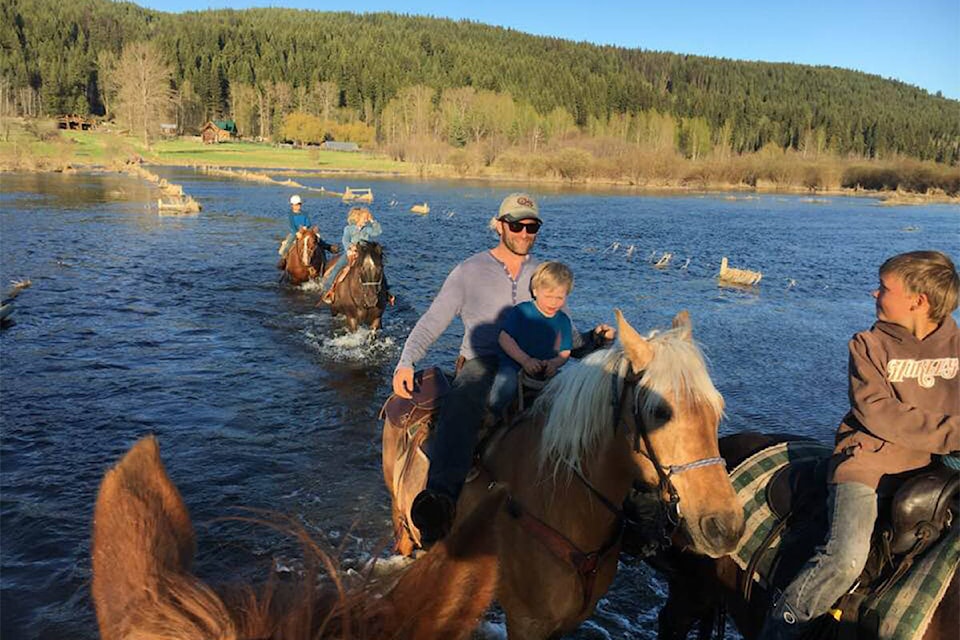 Sam Zirnhelt along with his sons, his brother and nephews enjoyed a spring lake that resulted from flooding at the family ranch in Beaver Valley east of Williams Lake. (Photo submitted)