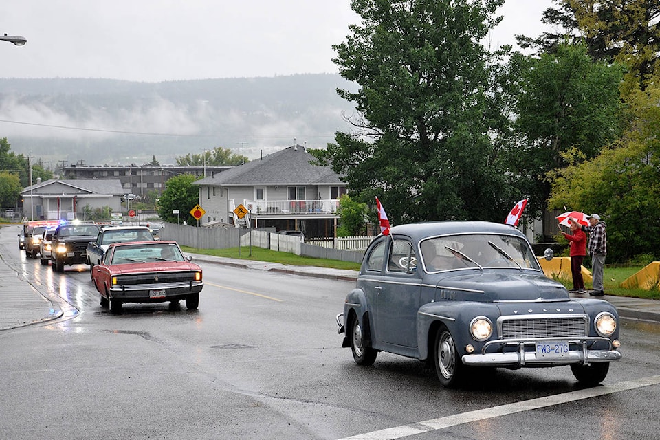 Members of the Lakers Car Club joined members from Central Cariboo Search and Rescue and the Williams Lake RCMP for a procession celebrating Canada Day through city streets. In another procession beginning in the South Lakeside Drive area, members from the Williams Lake Fire Department paraded through the area, as well. (Greg Sabatino photos - Williams Lake Tribune)