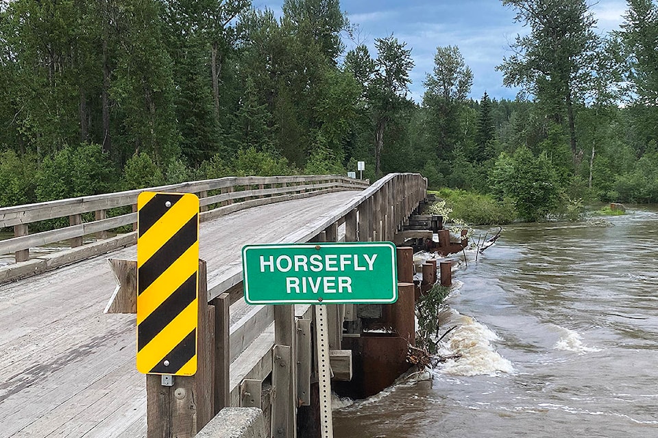 The Horsefly River Bridge was closed Friday night, July 3. (Angie Mindus photo - Williams Lake photo)