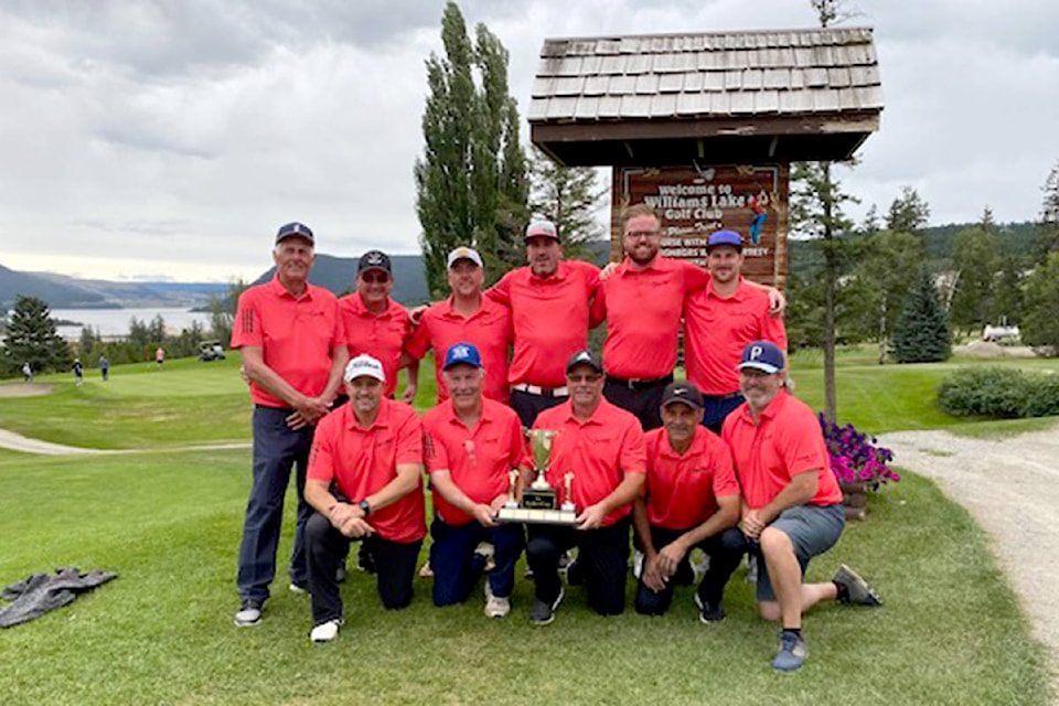 The Williams Lake Ryder Cup team: Jim Rolston (back from left), Dave Lauzon, Justin Brink, Richard Bailey, Morgan Day, Ryan Yaworski, Jason Ouimet (front from left), John Pickard, Rob Yaworski, Brad Fodchuk and Brent Riplinger. Not pictured is Jarod Golightly. The Williams Lake team team finished first with 84.5 points, Quesnel was second with 65.5, 108 Mile was third with 49 points and Aspen Grove finished fourth with 14 points. (Photo submitted)