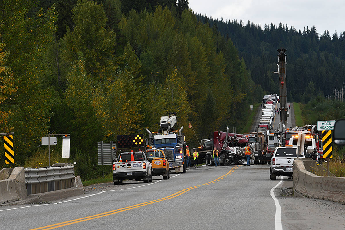 UPDATE Highway 97 cleared north of Quesnel after semi truck, crane