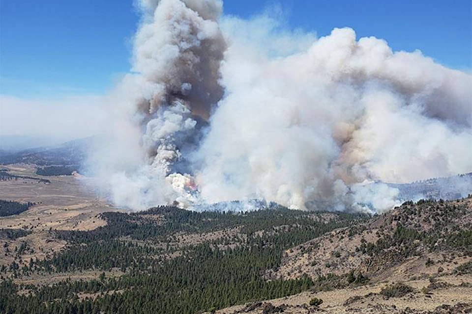 A crew of from the Cariboo Fire Centre will be deployed to Oregon to assist with wildfires. Here the Brattain Fire in south-central Oregon’s Lake Country continues to be active. (Oregon Dept. of Forestry photo)