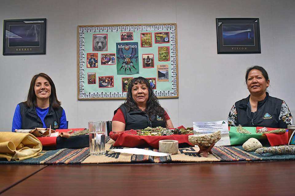 Lori Sellars (left) with Barb Wycotte and Mary Harry are all keen on practising and expanding their knowledge of traditional medicine. (Rebecca Dyok photo)
