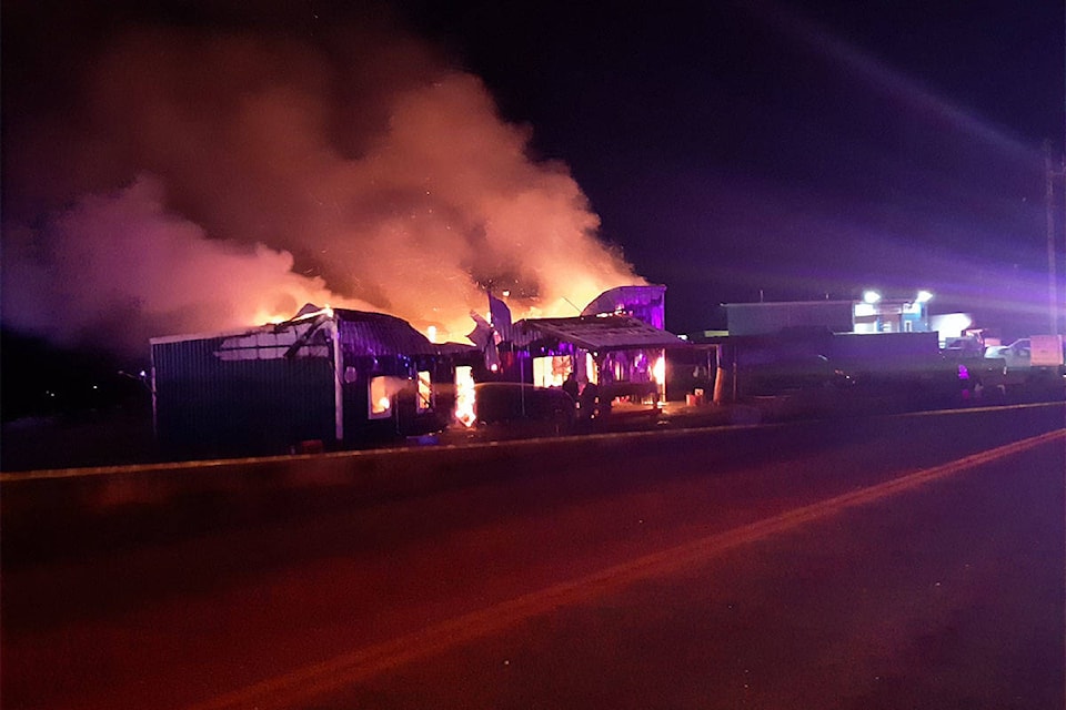 The El Tapatio Restaurant and an adjacent suite burned to the ground Saturday, Oct. 10 in Alexis Creek. (Blair Wood photo)
