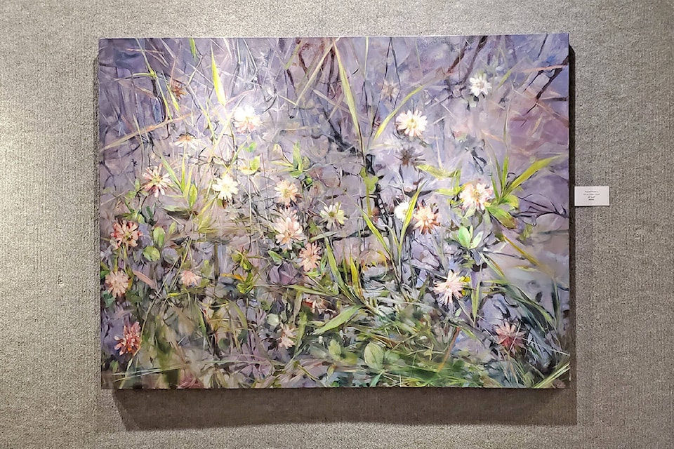 Found Poems, oil on canvas, is one of the pieces in an exhibit of works by Prince George artist Corey Hardeman at the Station House Gallery in Williams Lake. (Monica Lamb-Yorski photo - Williams Lake Tribune)