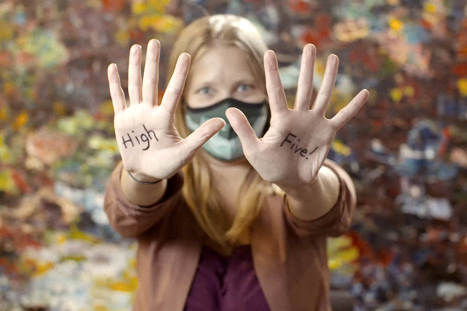 Lizz Moffat, with the VGH & UBC Hospital Foundation, helps launch High Fives for Health Care, a five-week fundraising campaign to help spread cheer and inspire donations for the most urgent needs of their hospitals and health care centres.