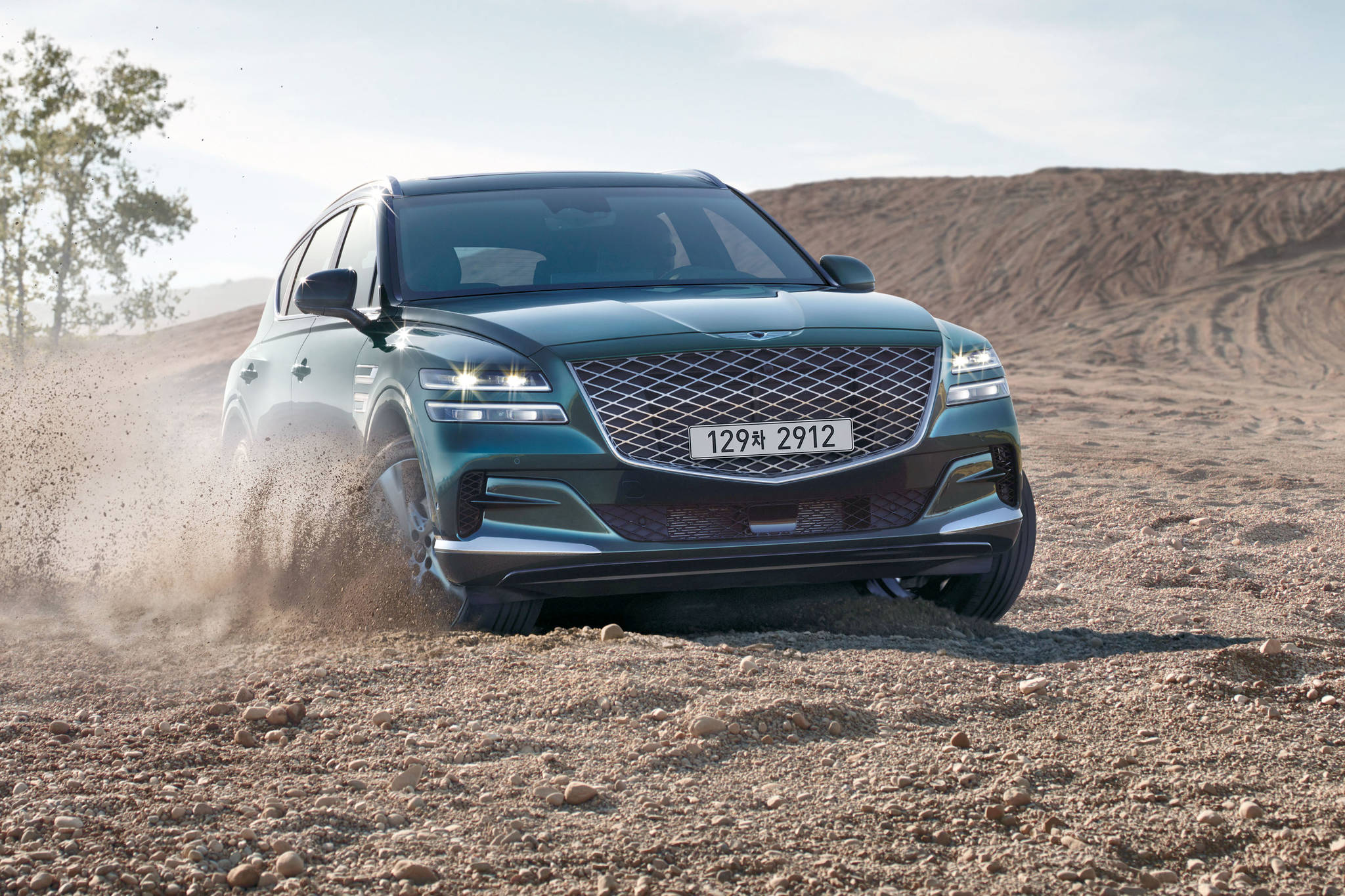 The base GV80 has a 300-horsepower four-cylinder and rear-wheel-drive, which is plenty adequate for lighter-duty use in warmer climates where all-wheel-drive isnt necessary. Optional is a 375-horsepower turbocharged V-6. PHOTO: GENESIS